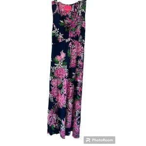 lilly pulitzer V NECK RACER BACK FLORAL MAXI DRESS SZ M